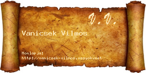 Vanicsek Vilmos névjegykártya